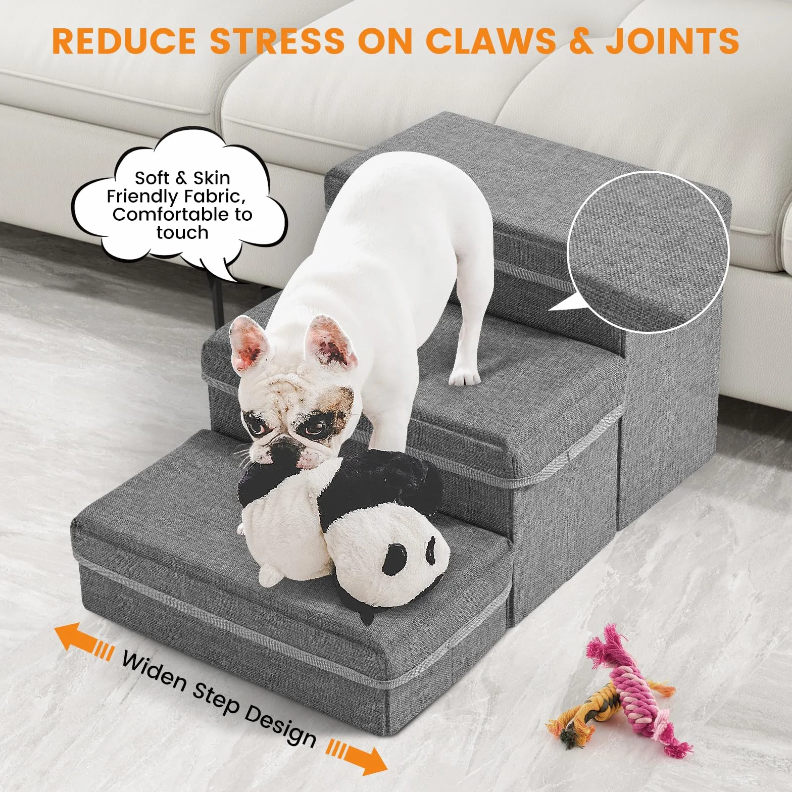 Sunowl Pliable Escalier Chien 3 Marches Extra Larges Rampe avec Rangement Surface Antidérapante