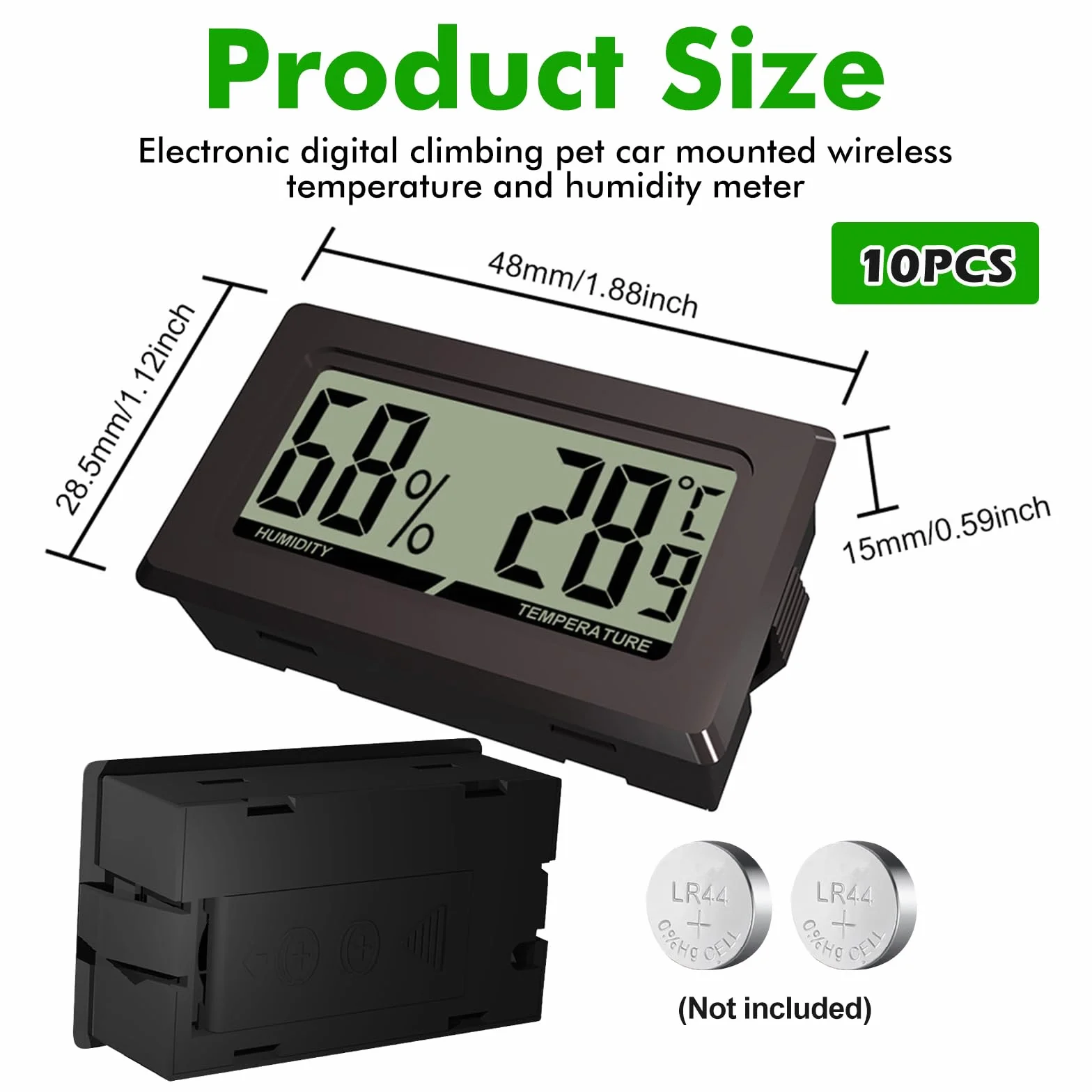 Thermometre Interieur, Lot de 10 Hygrometre Interieur, Mini Digital LCD Temperature Humidite Moniteur Portable Thermometre Hygrometre pour Bureau Cuisine Chambre Incubateurs Reptiles Serre Jardin