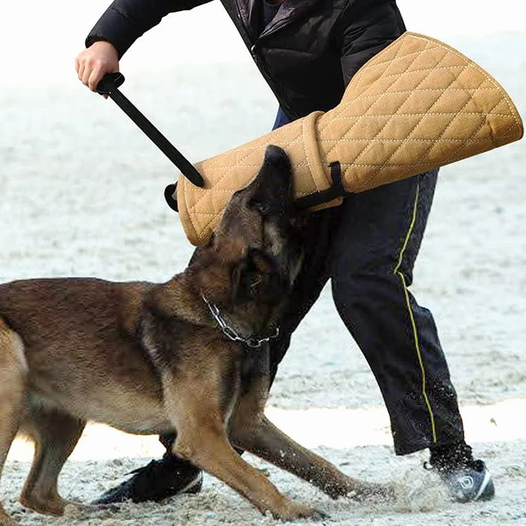 Manchon de protection pour chien en jute avec poignée abricot