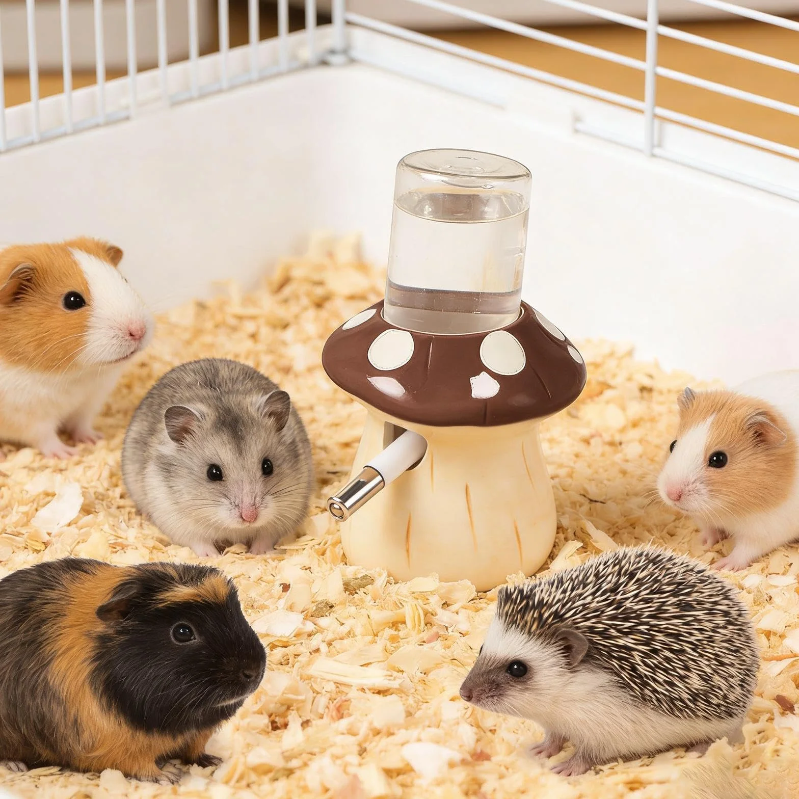 Sharplace Bouteille d'eau pour Hamster en Céramique à Motifs, Distributeur pour Petits Animaux, Brun