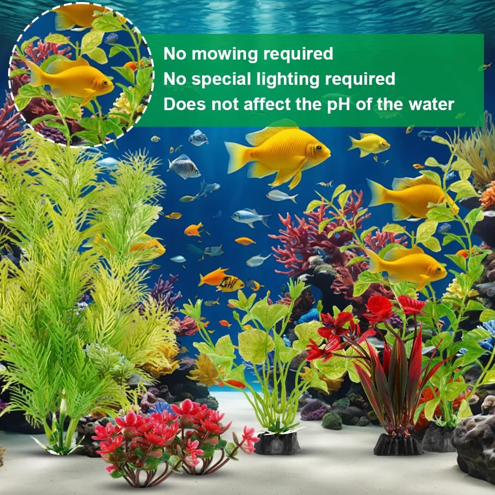 Zyren 11 Pièces Plantes Artificielles pour Aquarium Décoration Cachette Poissons