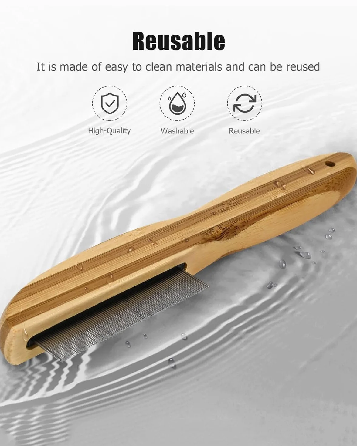 1 peigne à dents anti-pelliculaire avec manche en bois,peigne à dents ultra-fin avec acné en métal,peigne à puces multifonctionnel,peigne à tiques,peigne de soin pour adultes,chiens,chats