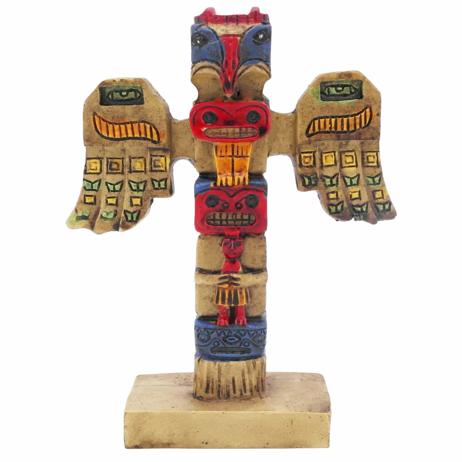 Totem indien Décoration aquarium Sculpture clan amérindienne Statue hawaïenne Terrarium Reptile Lézard