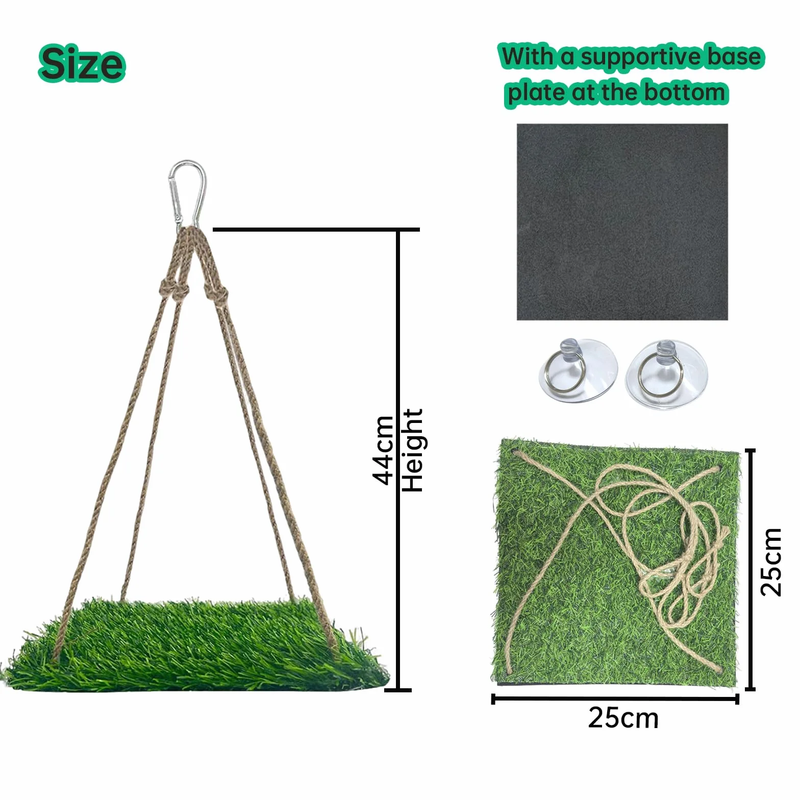 4-en-1 Plantes Suspendues et Hamac pour Reptiles – Ensemble de Décoration de Terrarium pour Reptiles avec Lianes Flexibles & Ventouses – Idéal pour Lézard, Caméléon, Gecko, Tortue (Vert)