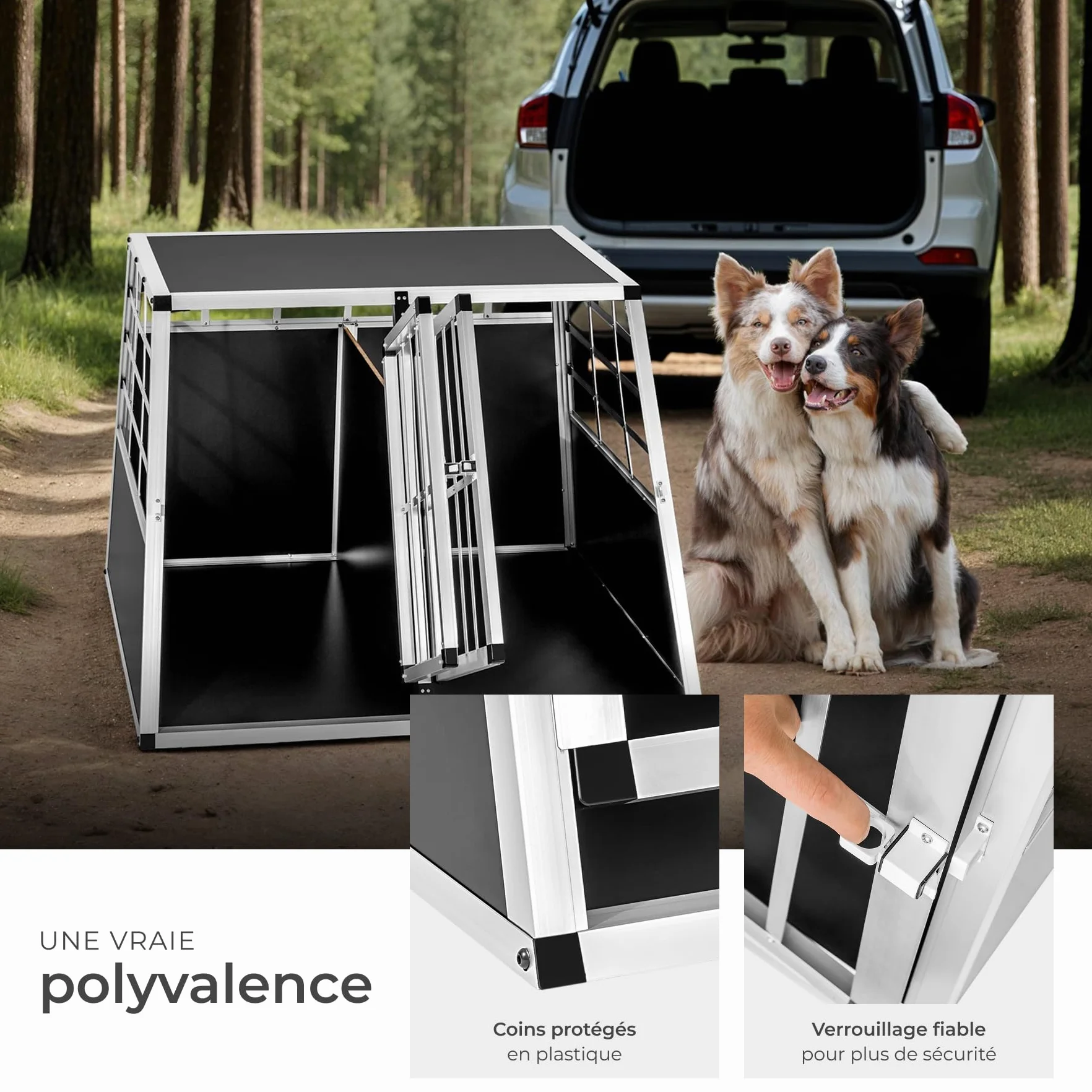 Tectake Double Cage de Transport pour Chien 97 x 90 x 69,5 cm