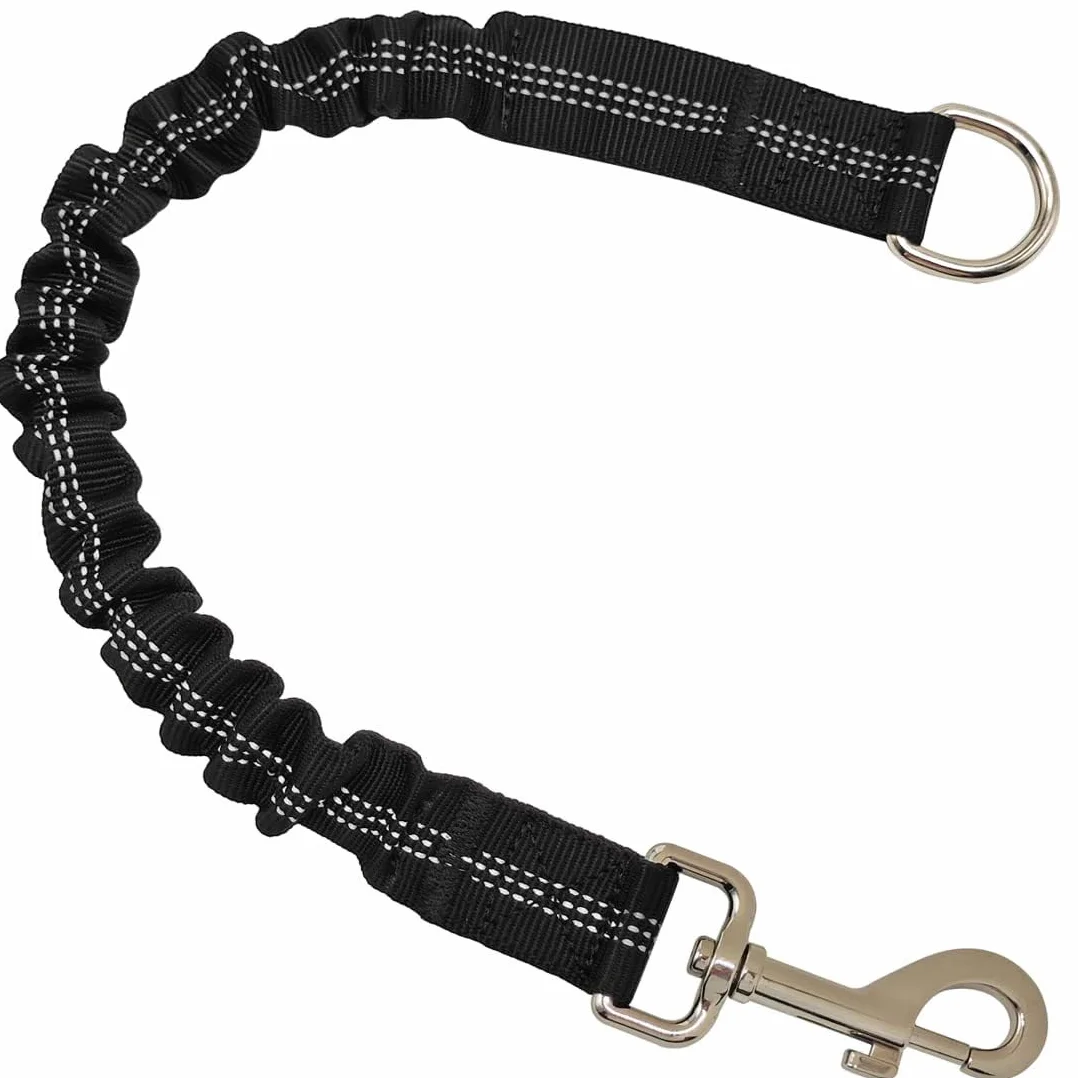 Ceinture Chien Voiture 75cm Réglable, Laisse de Sécurité Élastique en Nylon avec Amortisseur de Chocs, Attache Harnais Universelle Mousqueton Rotatif 360 Degrés pour Voyage et Transport, Noir