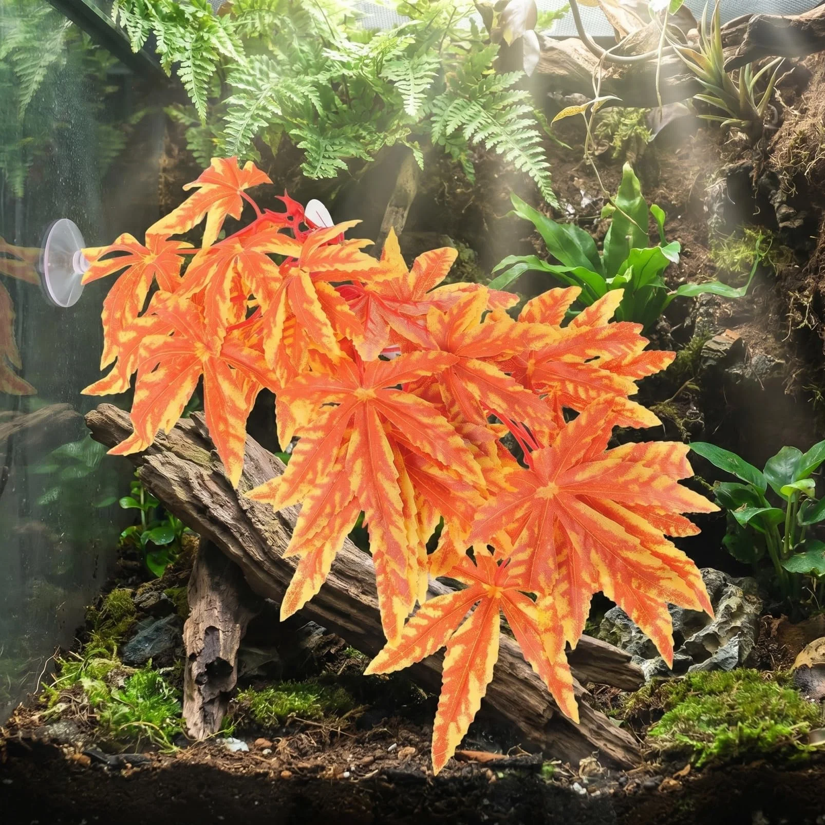 Housoutil Plante Artificielle Aquarium Vigne Suspendue 30X17X5Cm Décoration Terrarium Reptiles Amphibiens Cachette Naturelle Sûre Facile À Nettoyer