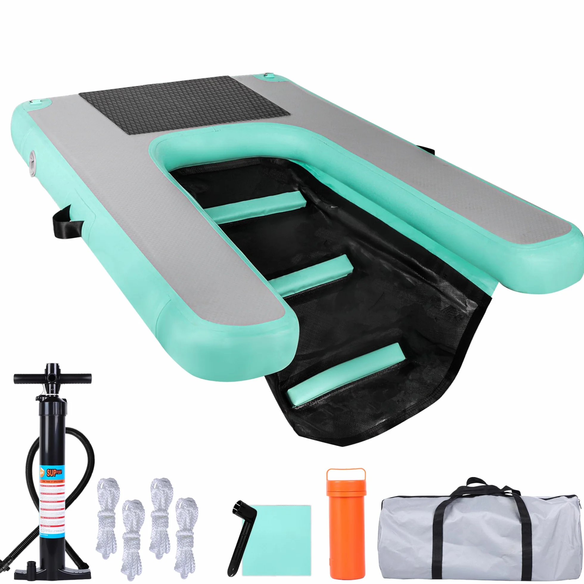 Rampe d'eau gonflable pour chiens, vert menthe, portable et durable