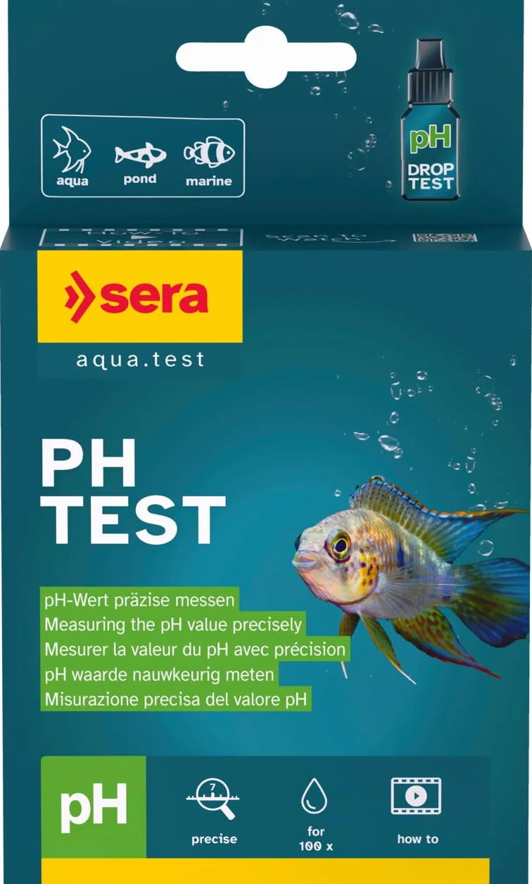 Sera pH Test 15ml Kit de Mesure du pH pour Aquariums et Bassins avec Éprouvette et Seringue