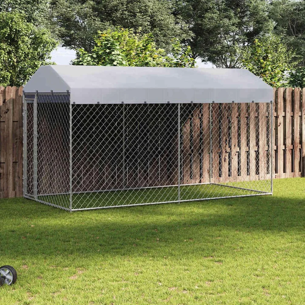 vidaXL Chenil d'Extérieur pour Chien avec Toit à Baldaquin Enclos Cage