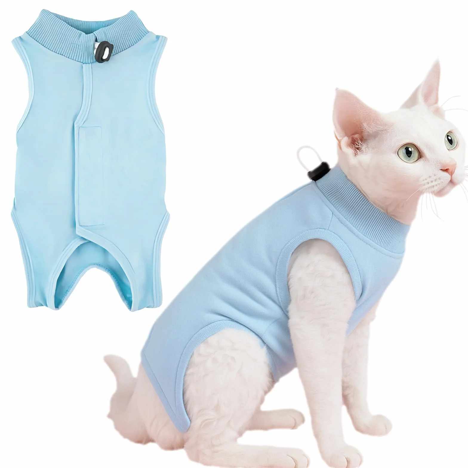 Gilet de Récupération pour Chat 2-4kg, Body Post-Opératoire Femelle, Bleu