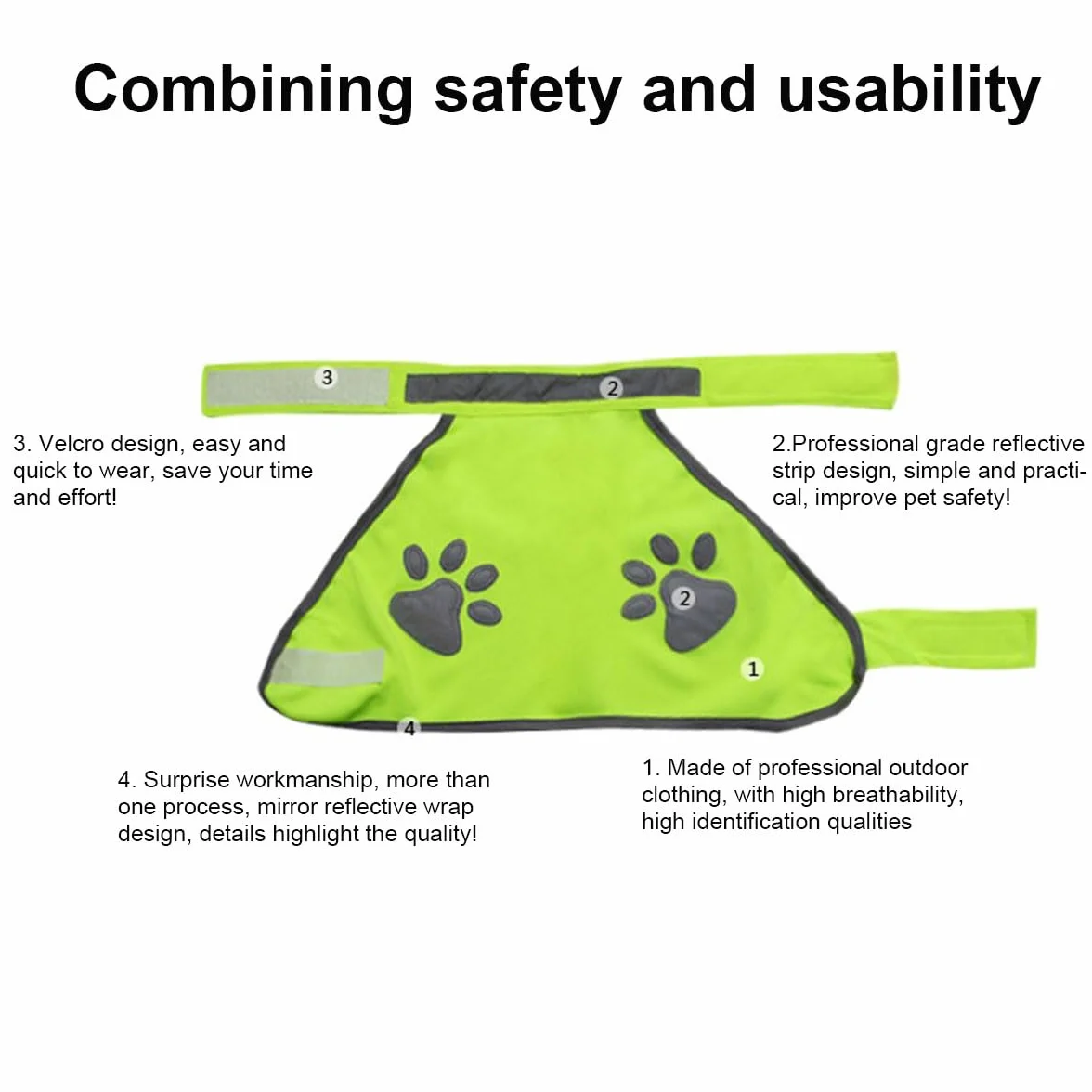 Gilet Réfléchissant pour Chien, Harnais de Sécurité, Veste Haute Visibilité, Taille L