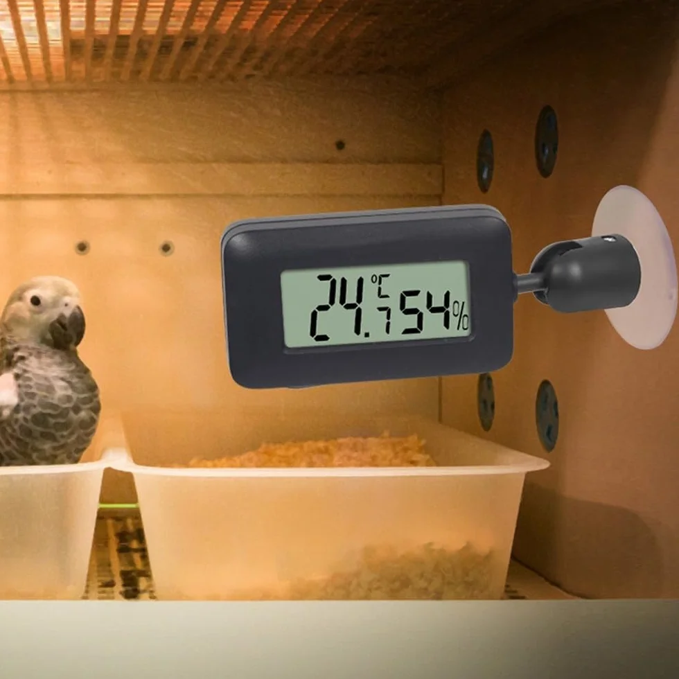 DONGKER Jauge D'humidité de Thermomètre de Reptile,Jauges de Capteur de Température D'affichage LCD Numérique avec Ventouse pour Tortue,Serpent,Lézard,Grenouille,Araignée,Boîte a Plantes
