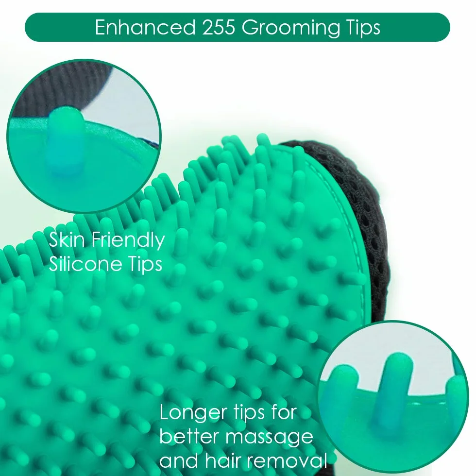 DELOMO Gants de Toilettage pour Animaux - Brosses Douces pour Chats - 1 Paire (Vert)