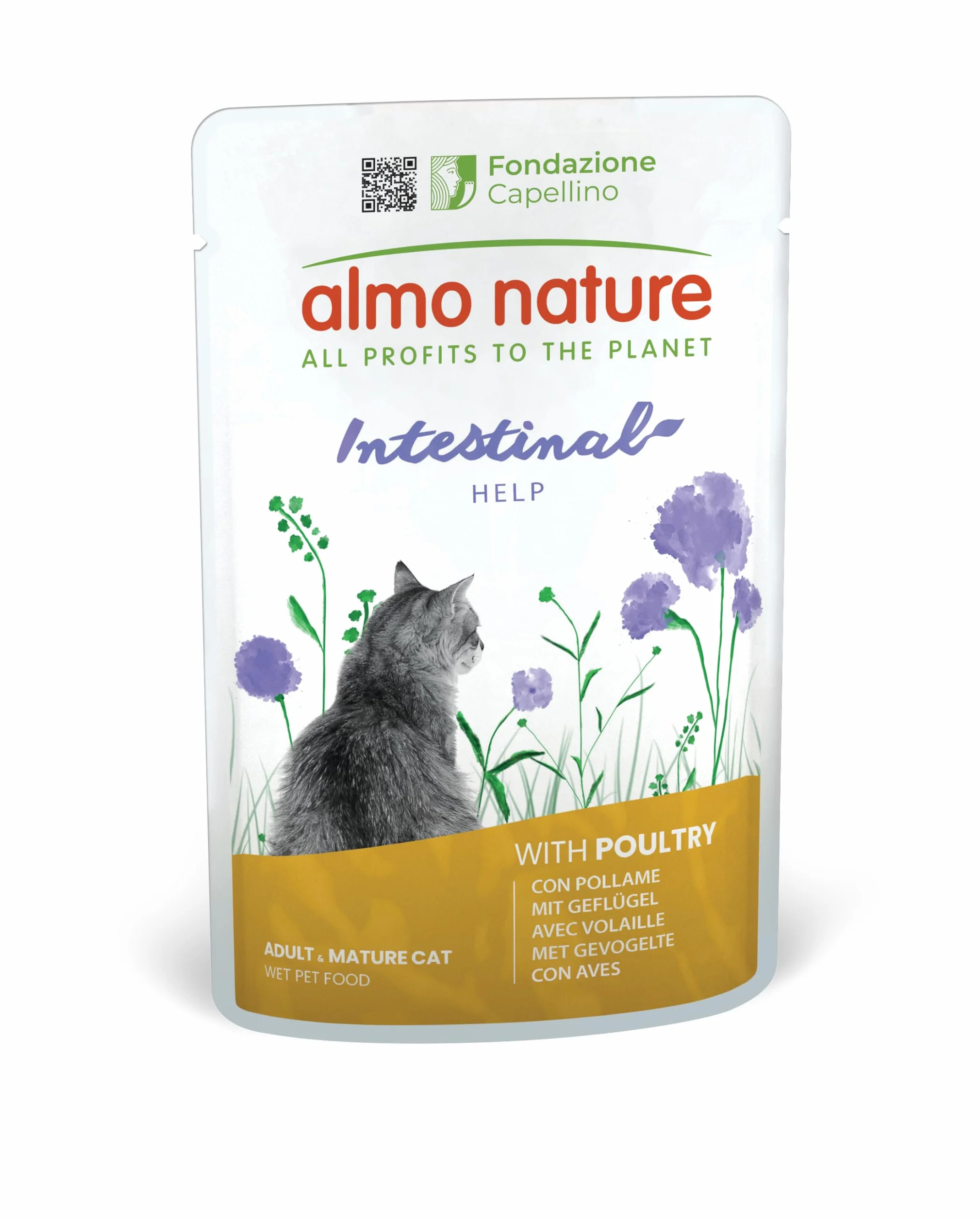 Almo Nature Functional - Intestinal Help - Nourriture Humide pour Chats Adultes avec Sensibilité Intestinale - au Poisson, à la Volaille - Soutien pour Le Microbiote - 70g (Lot de 6)