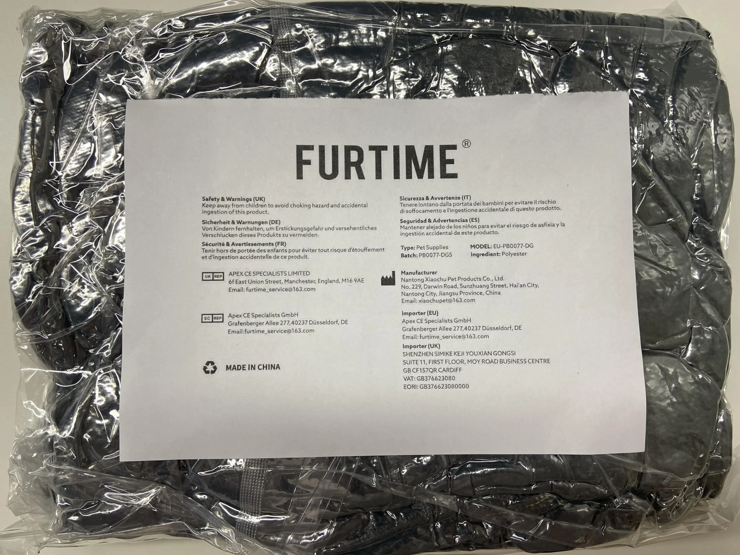 FURTIME Panier pour Chien Moyen, Lit Chien Lavable Duveteux, Antidérapant Coussin Anti-anxiété, 76x61x23cm
