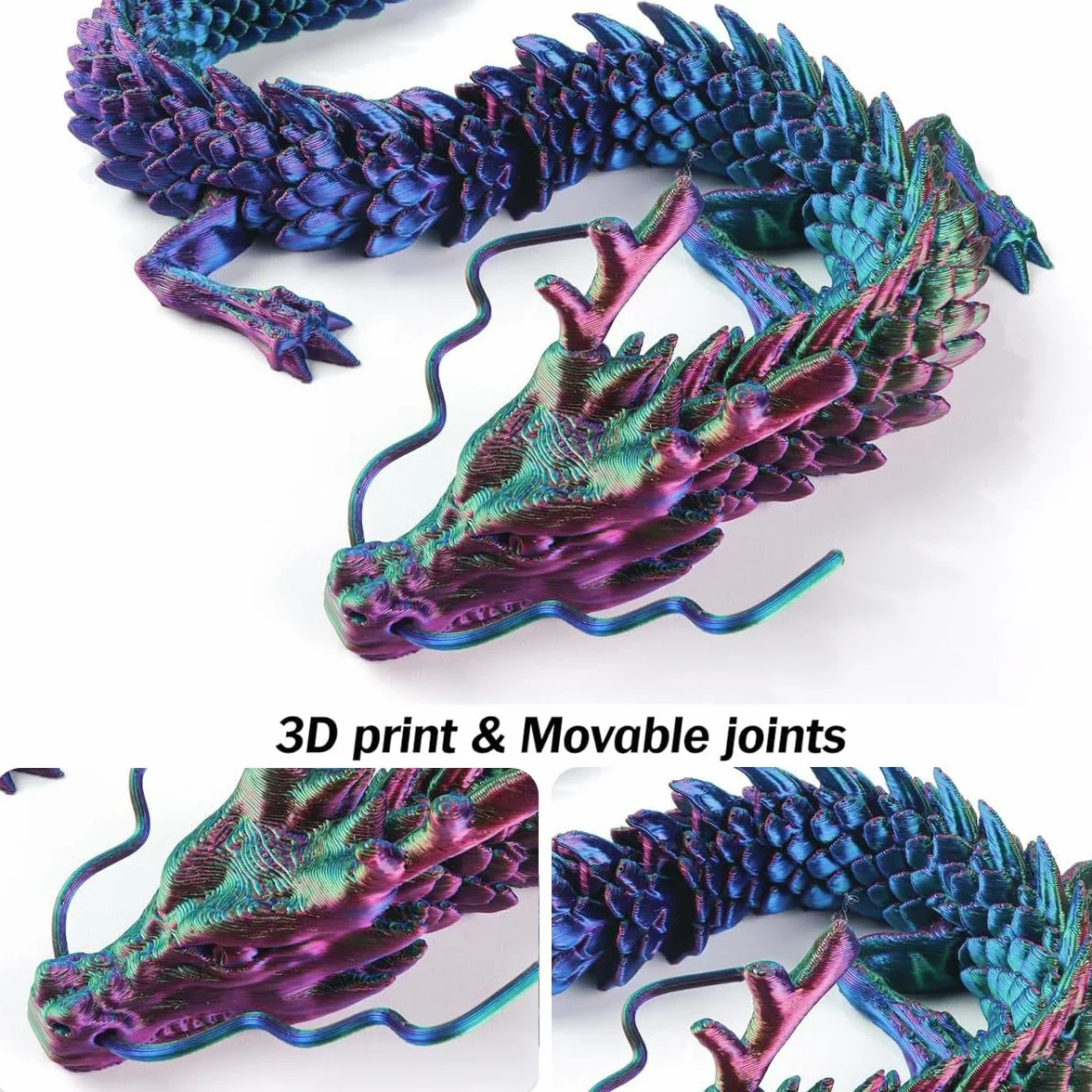 Décoration Aquarium Dragon Bleu-Violet Cristal Articulé Jouet Bureau