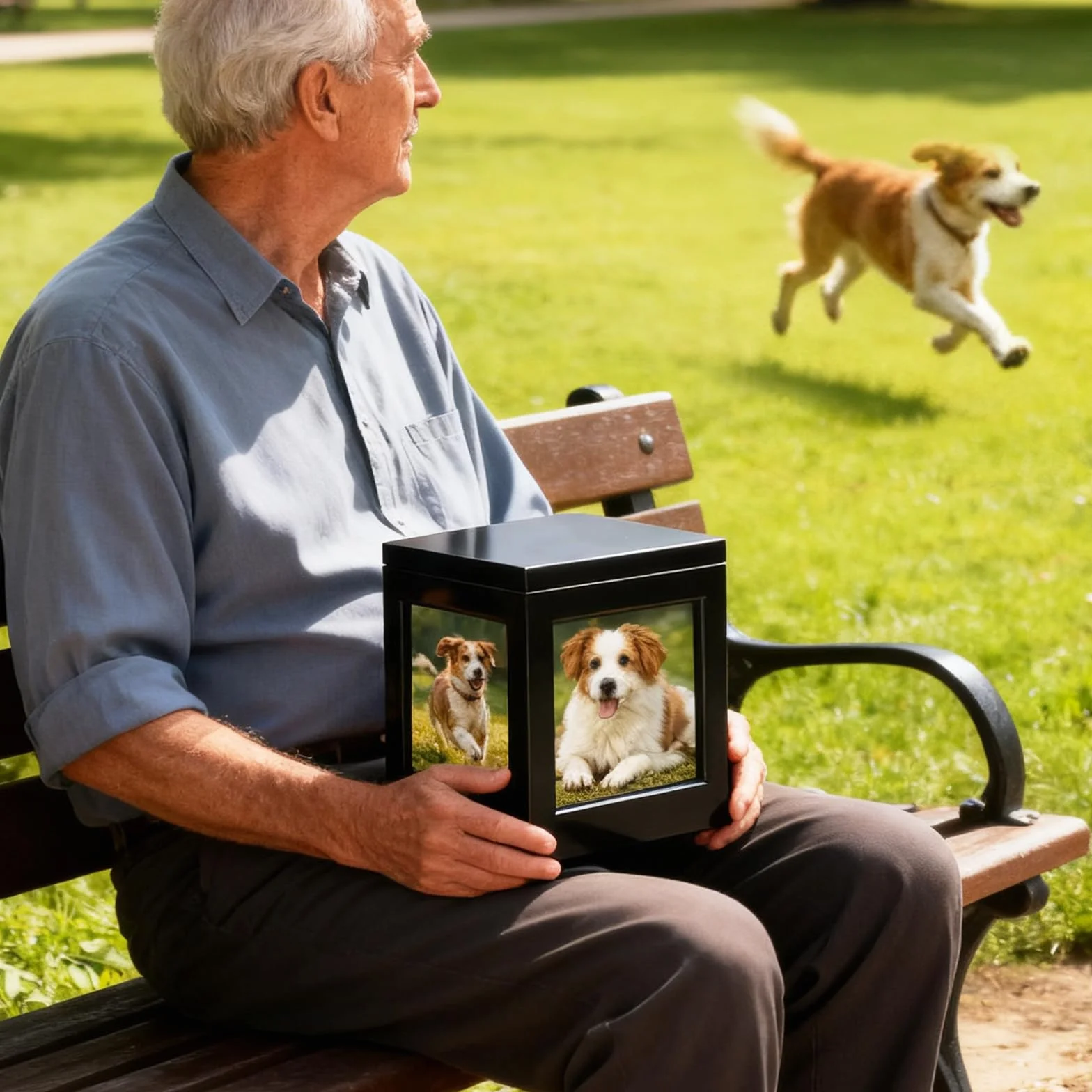 Urne Funéraire pour Chien en Bois avec Cadre Photo, Urne pour Animaux de Compagnie Commémorative Personnalisée