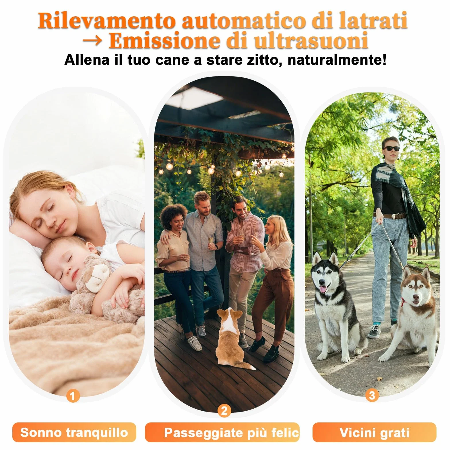 Appareil Anti-Aboiement Ultrasonique Chien 5 Fréquences Ajustables 3 Portées Intérieur Extérieur