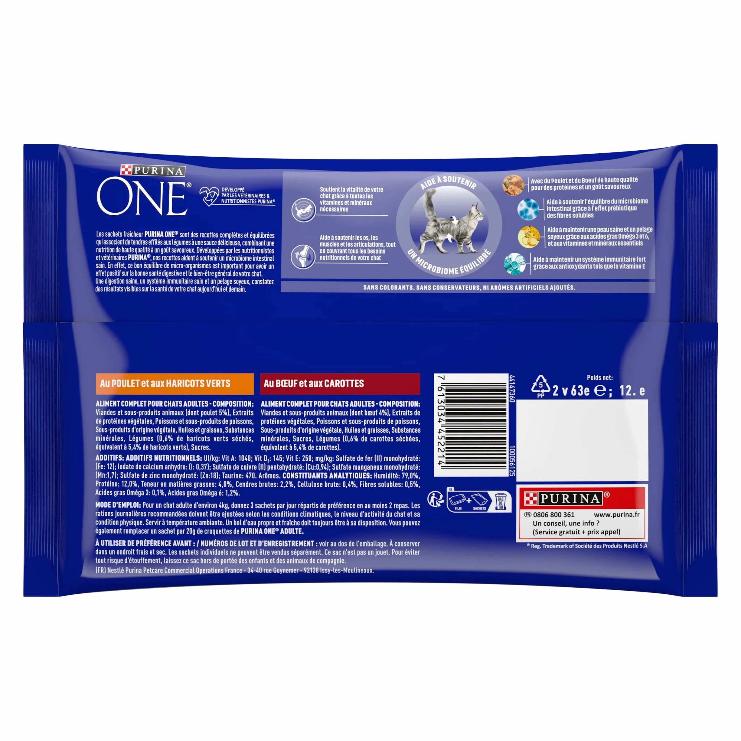 PURINA ONE BIFENSIS Chat Adulte Poulet Boeuf Effilés en Sauce Sachets Fraîcheur Lot de 12 (4 x 85g)