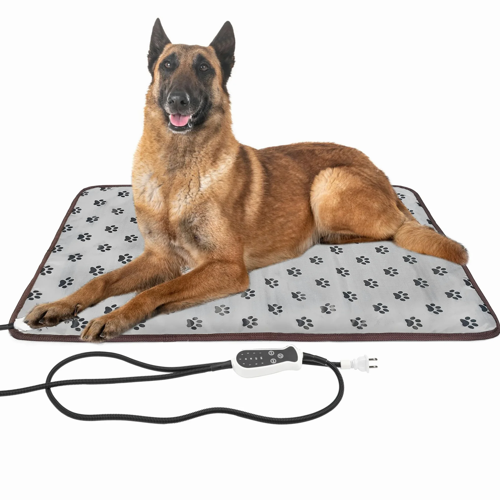 Coussin chauffant pour animaux de compagnie pour grands chiens et chats - Coussin chauffant électrique avec minuterie réglable - Résistant à la mastication - Facile à nettoyer