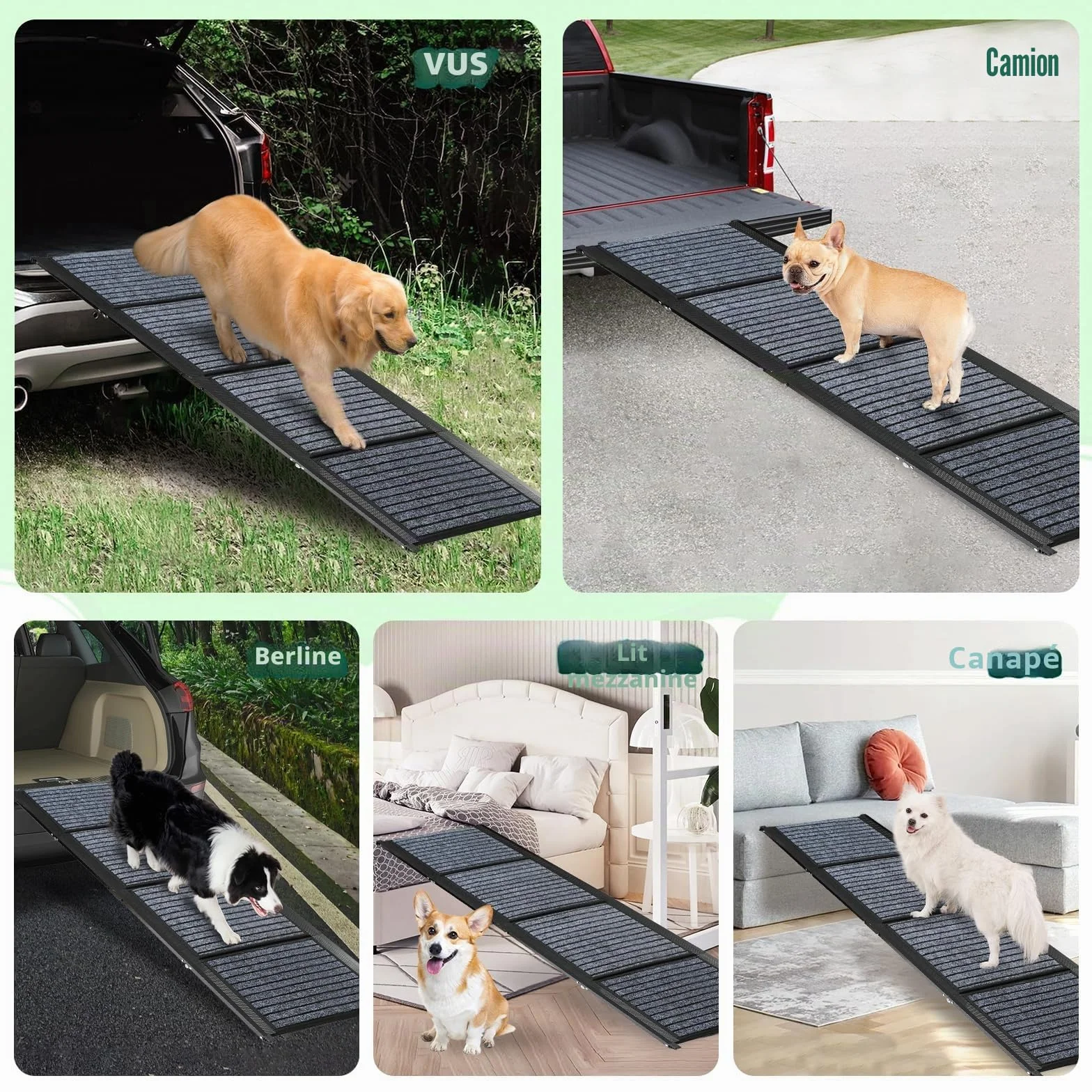 Rampe pliable pour chien 180 cm x 50 cm avec tapis antidérapant extérieur SUV camion