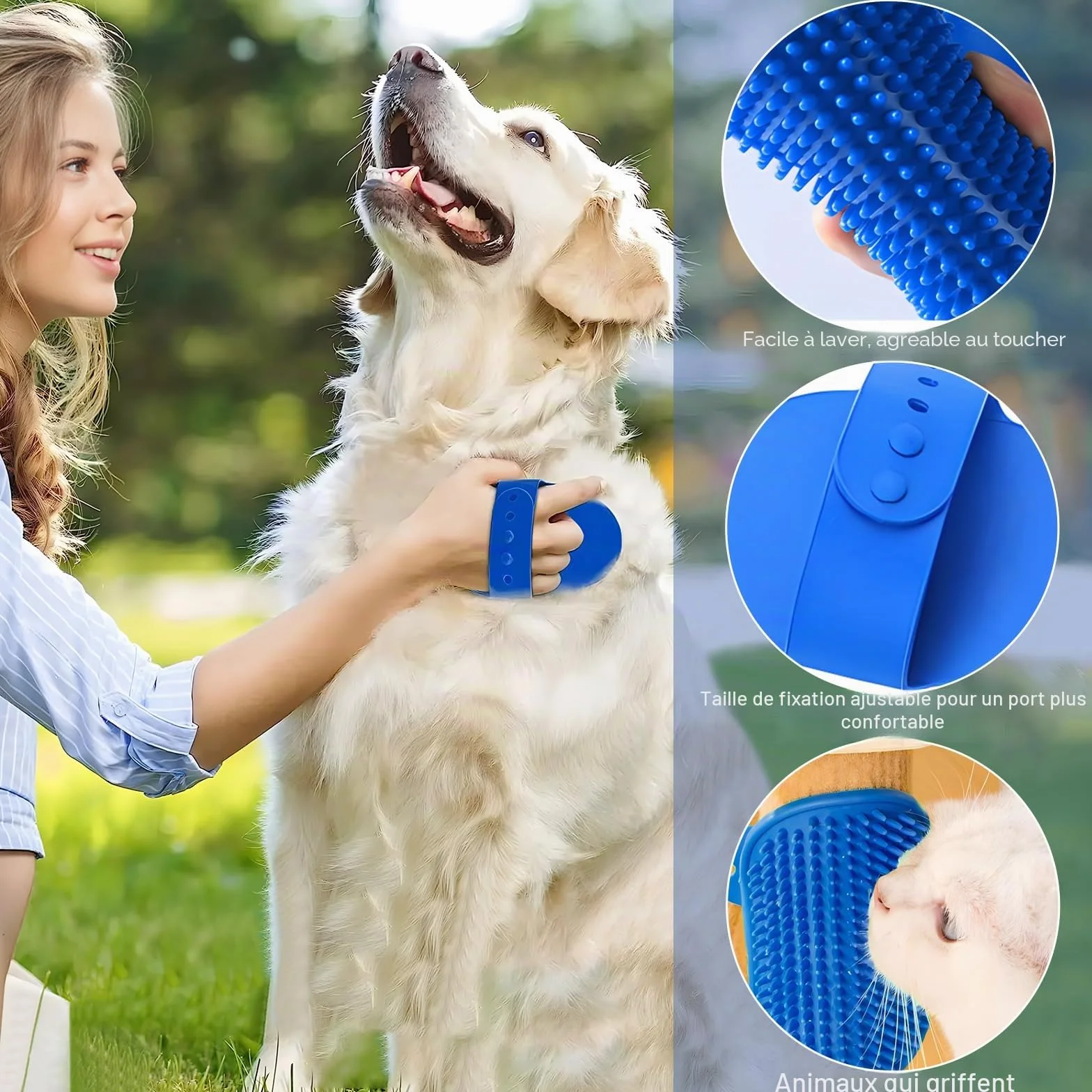 Kit toilettage lapin 8 pièces Tondeuse Coupe-ongles Lime Massage Gant bain Peigne puces chat chiot