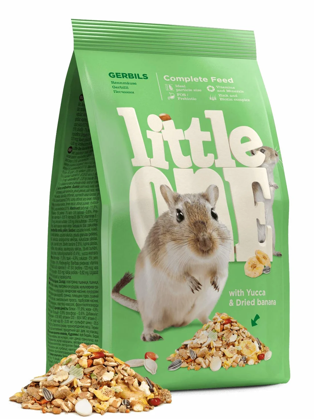 Little One Alimentation complète pour gerbilles 400 g avec Yucca et Bananes séchées