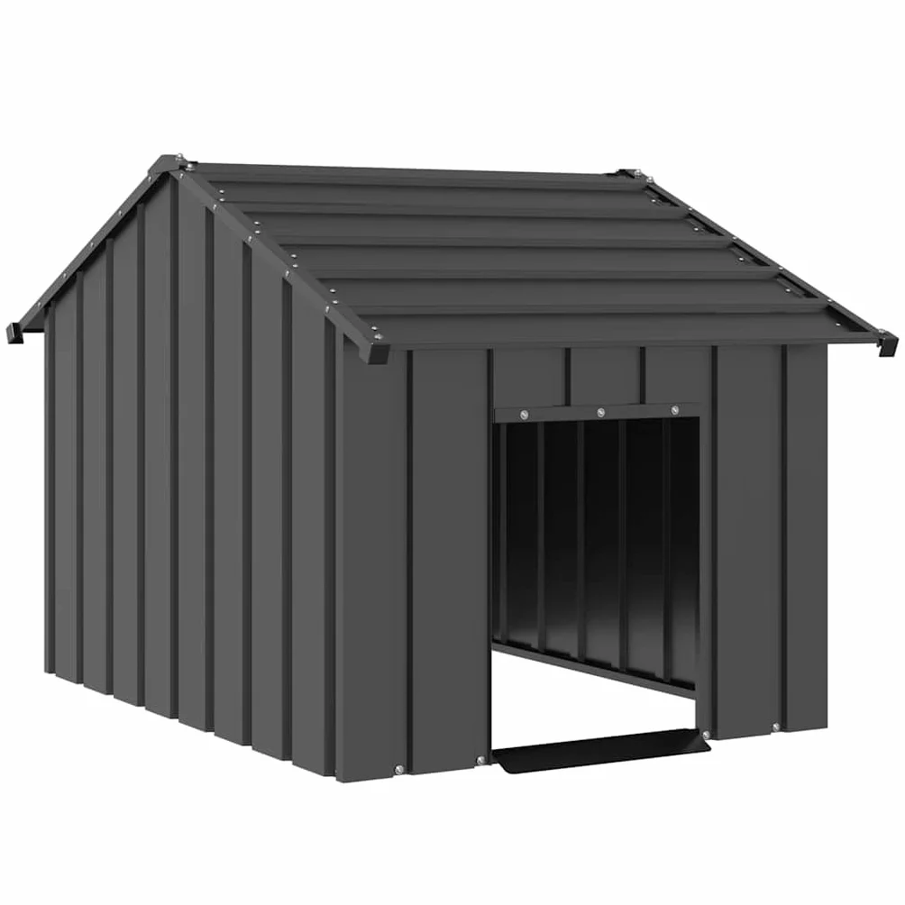 Niche pour Chien Extérieur Métal, Chenil Cage avec Toit Noir 83x130x85 cm Acier Galvanisé