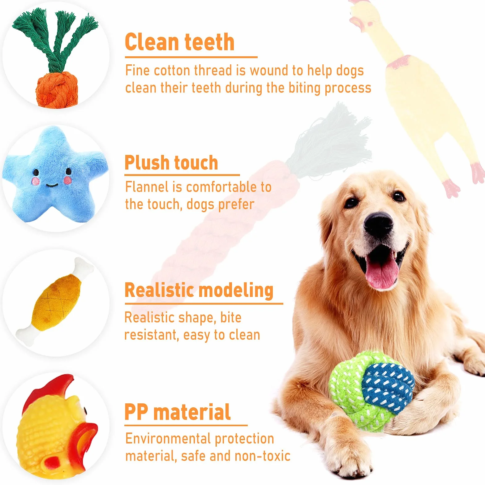 Frasheng Ensemble de Jouets pour Chien 18 Pièces, Corde à Mâcher Durable, Jouet Interactif, Peluche, Balle, Coton Naturel pour Petit et Moyen Chien