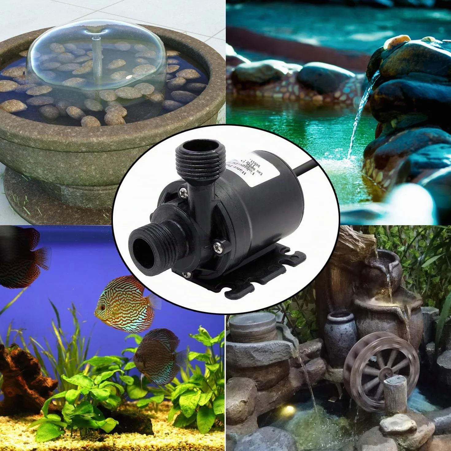 Pompe amphibie DC 12V 800L/H 5M submersible pour eau de piscine fontaine aquarium étang