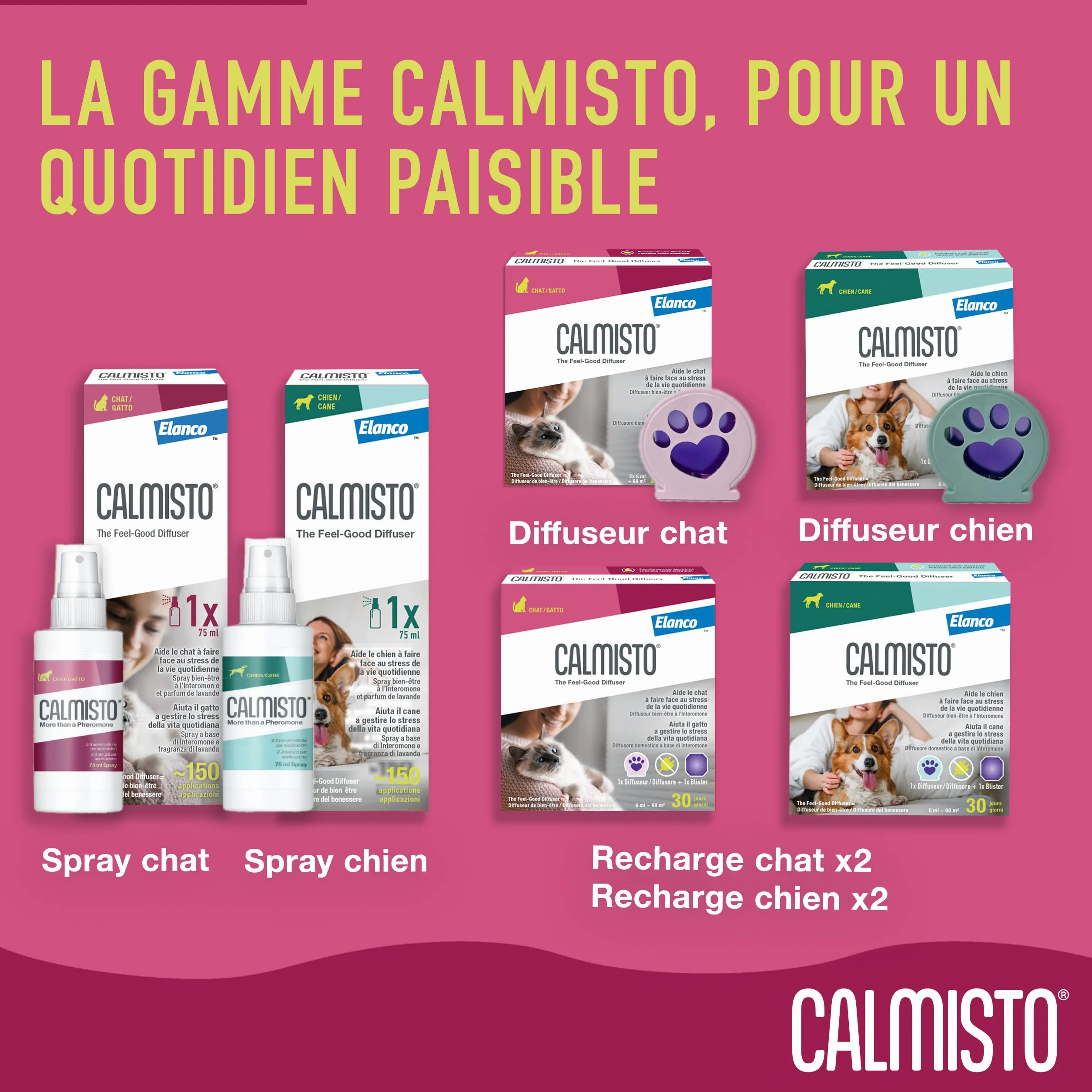 Spray Calmisto Anti-Stress pour Chat 75 ML à Base d'intéromone et de Lavande