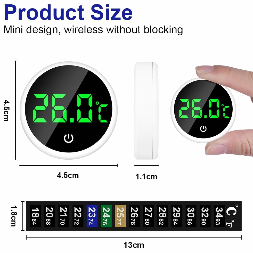 Flintronic Thermomètre d'Aquarium Numérique, Affichage LED, Capteur de Température Haute Précision
