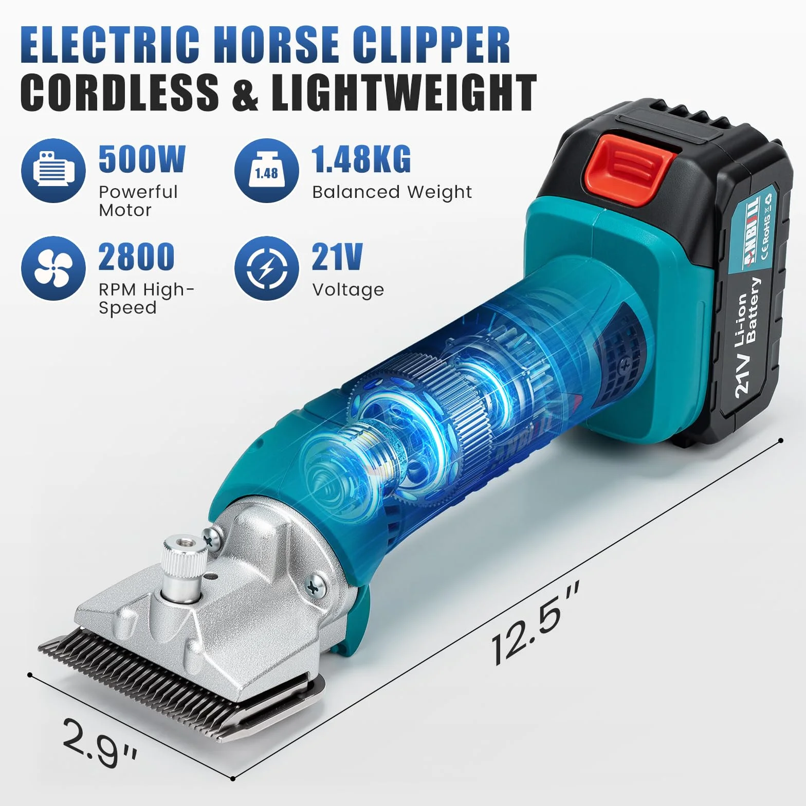 Anbull Tondeuse sans fil chevaux 2 batteries 4Ah 2800 RPM 6 vitesses professionnelle