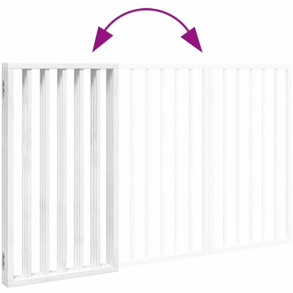 vidaXL Barrière pour chien pliable 3 panneaux Blanc 150 cm Bois de peuplier
