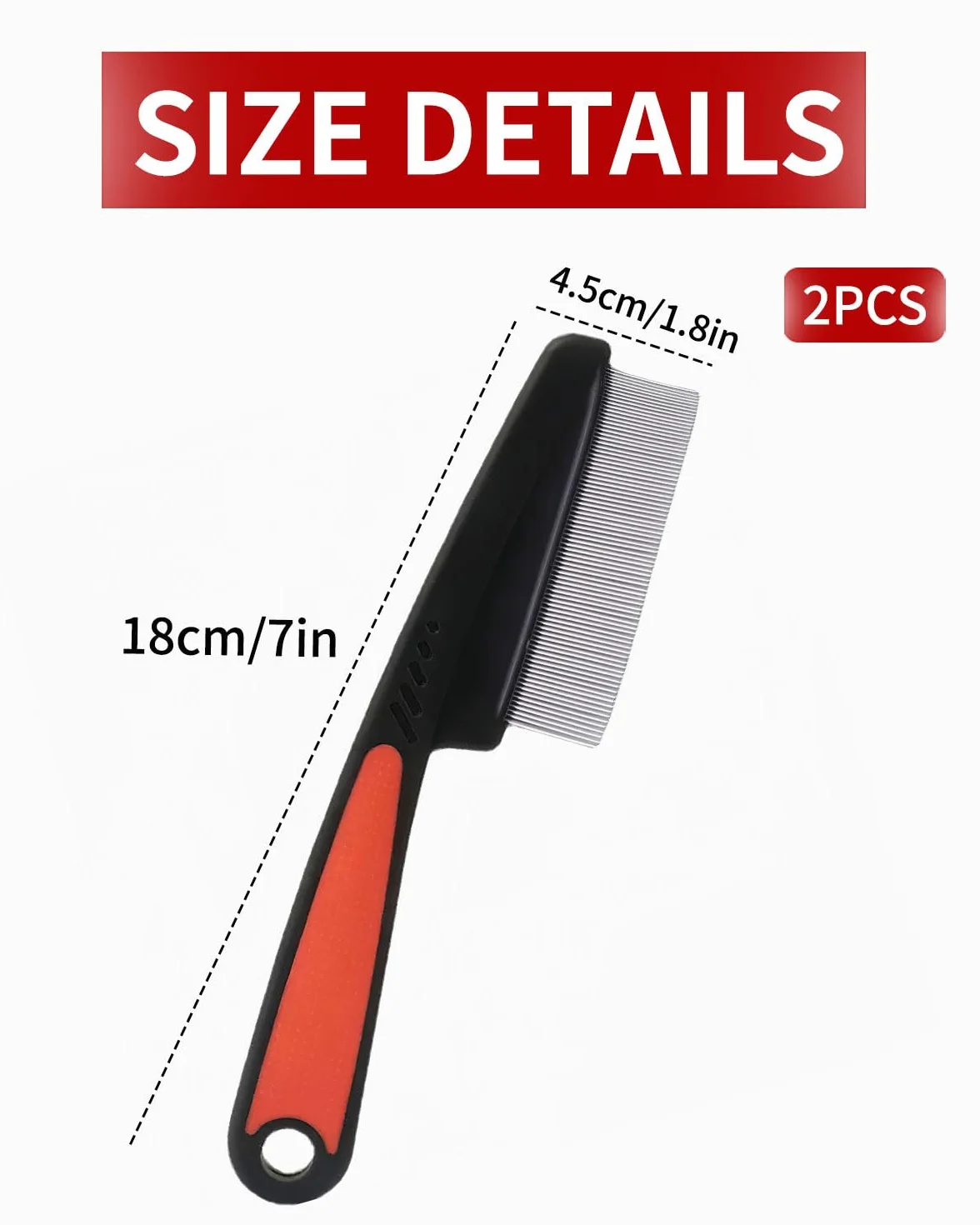 Peignes anti-puces professionnels pour chiens et chats - Lot de 2 - Acier inoxydable - Dents grossières et fines