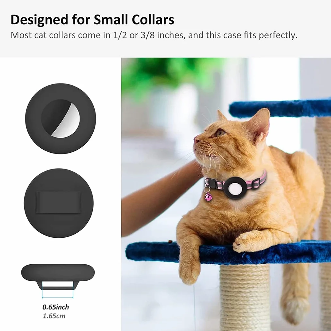 Support de Collier de Chat, pour Support de Collier de Chat Air Tag Compatible avec Le Traqueur GPS, Lot de 2 Housses de Protection Noir