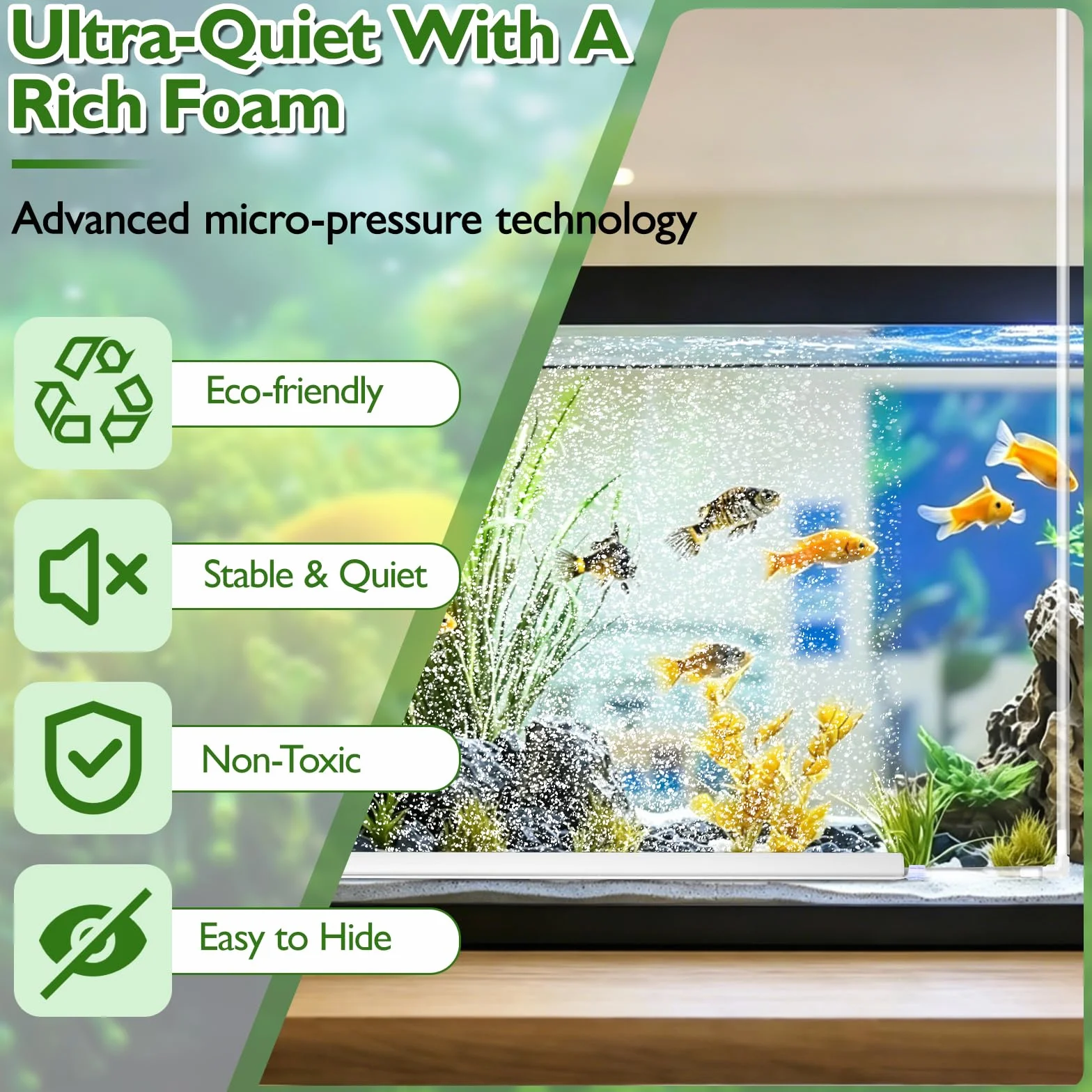 Hainue Bulleur Aquarium Silencieux, Diffuseur Air avec Tuyau, Pierre à Oxygène pour Étang, Bandes d'Oxygène à Petites Bulles Nano (30cm)