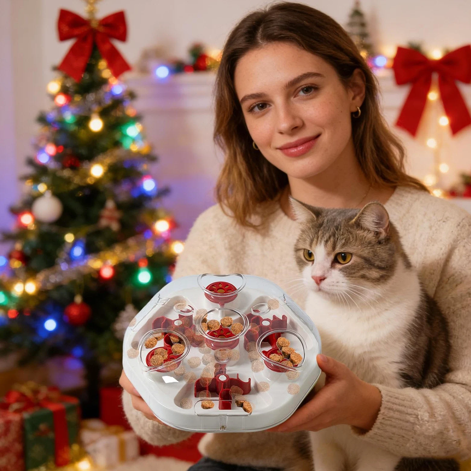 Puzzle À Pour Chien d'Intelligence avec Distributeur de Croquettes | Jouet Distribueur De Avec Trous À Snacks Pour L'Entraînement au Ralenti la Mastication le Domestique et l'Anti-Ennui des