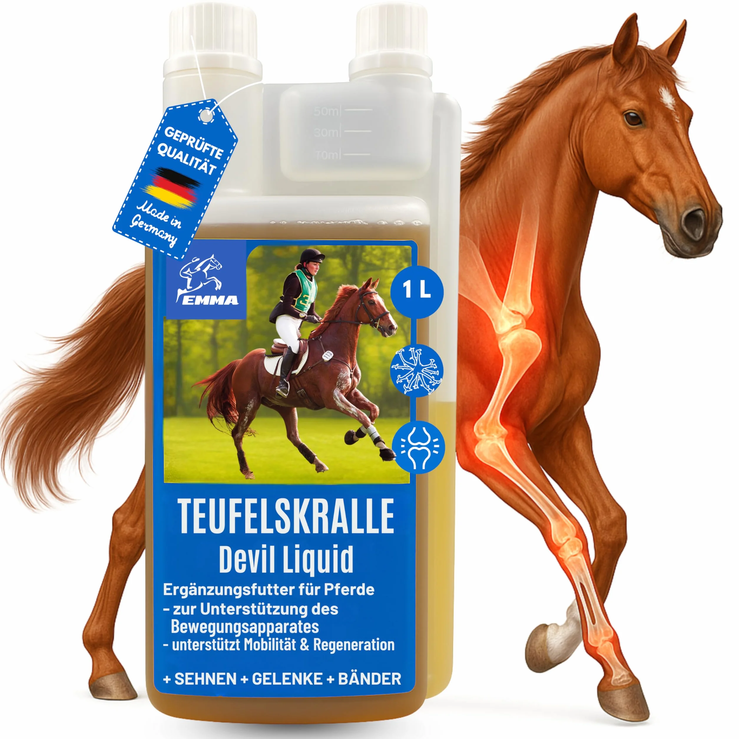 Griffe du diable cheval 1L articulation plus griffe du diable naturelle chevaux I chevaux liquide articulations pour le soutien de l'appareil locomoteur & les articulations en cas d'arthrose cheval