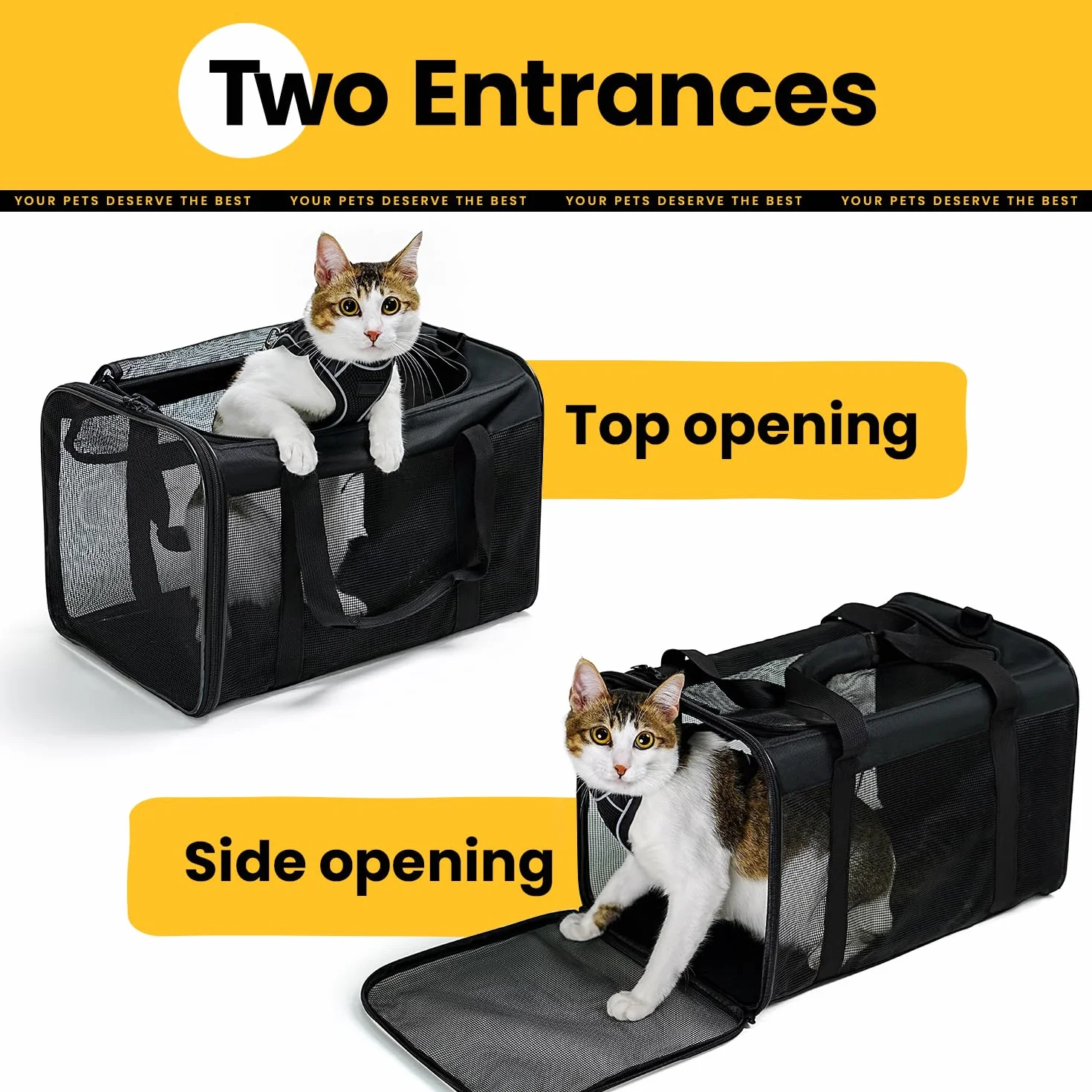 Sac Transport Chat Voyage Approuvé Compagnies Aériennes pour Chien Chat Chiot Jusqu'à 6 Kg Pliable Noir