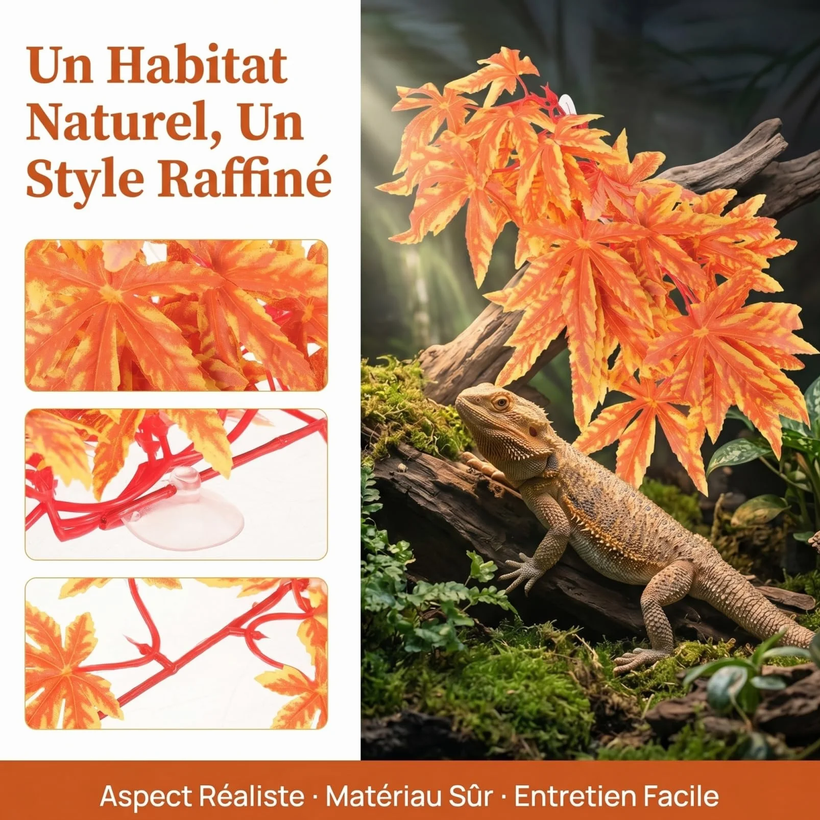 Housoutil Plante Artificielle Aquarium Vigne Suspendue 30X17X5Cm Décoration Terrarium Reptiles Amphibiens Cachette Naturelle Sûre Facile À Nettoyer