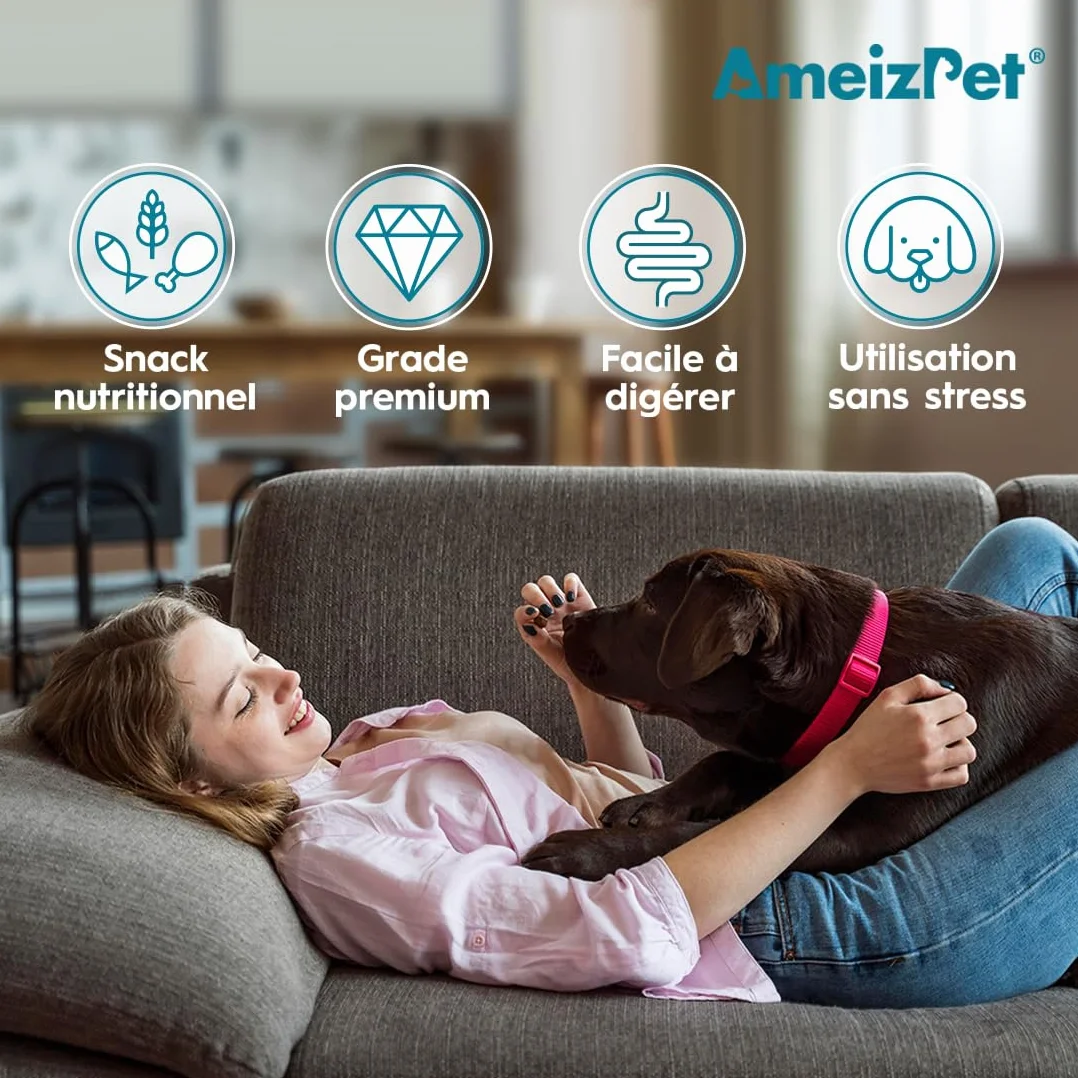 AmeizPet Dog Pré et Probiotiques pour Santé Intestinale, Biscuits Probiotiques Naturels Chien - Friandises Digestives, 30 Friandises