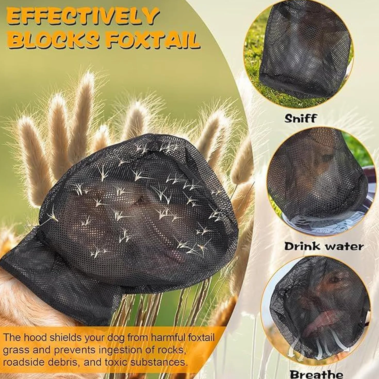 Réseau pour la tête de chien, respirant, réglable, protection de la tête en tissu maillé pour les chiens en plein air – pour les races petites et moyennes, les chiots, les voyages, les activités de