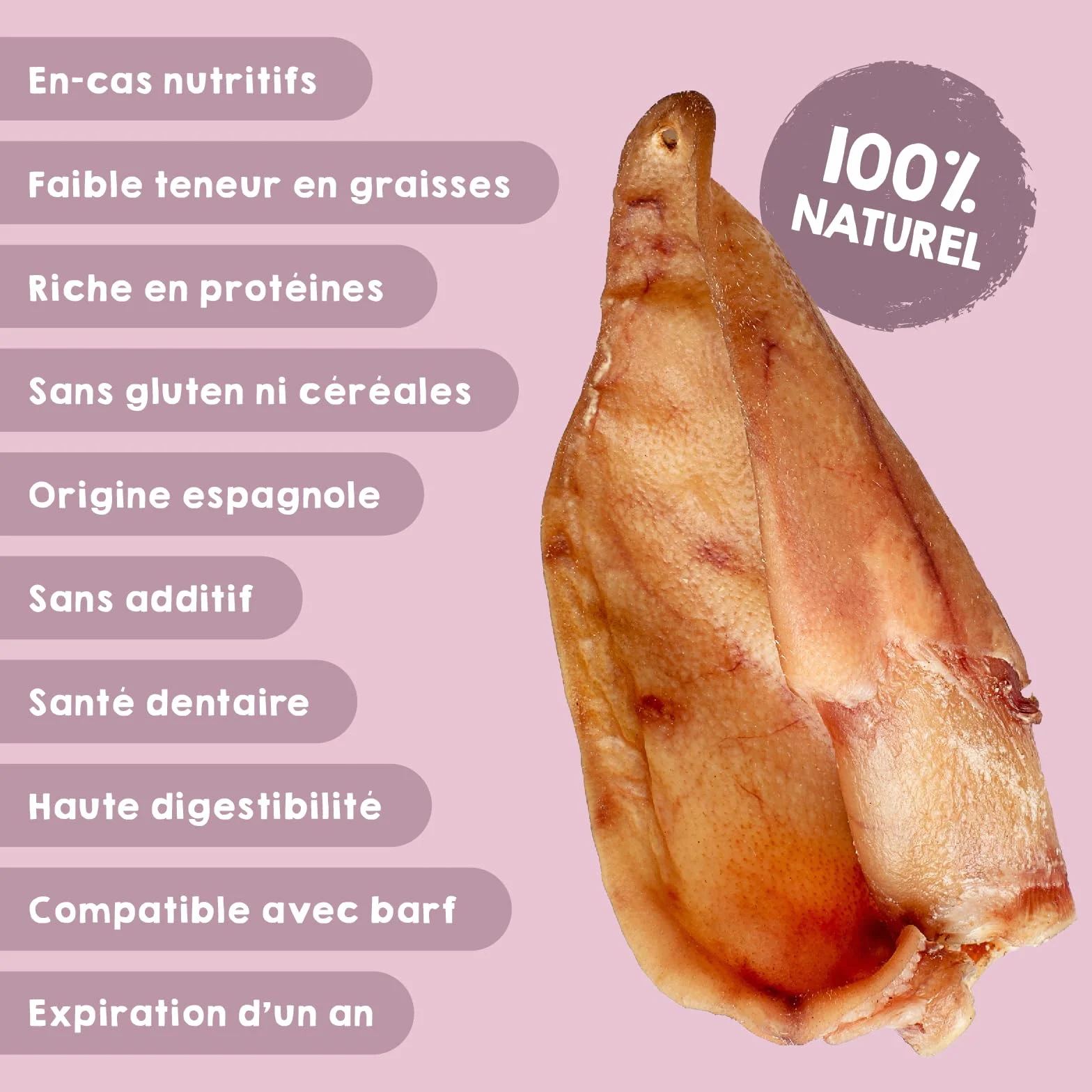 MAIKAI Lot Oreilles de Porc Séchées - Friandises Naturelles à Mâcher pour Chiens Riche en Protéines + sans Additifs Complément Alimentaire Idéal Barf