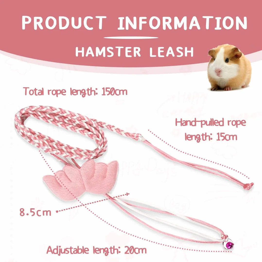 Harnais Lapin Nain Réglable pour Petits Animaux, Extérieur, Entraînement à la Marche (Rose)