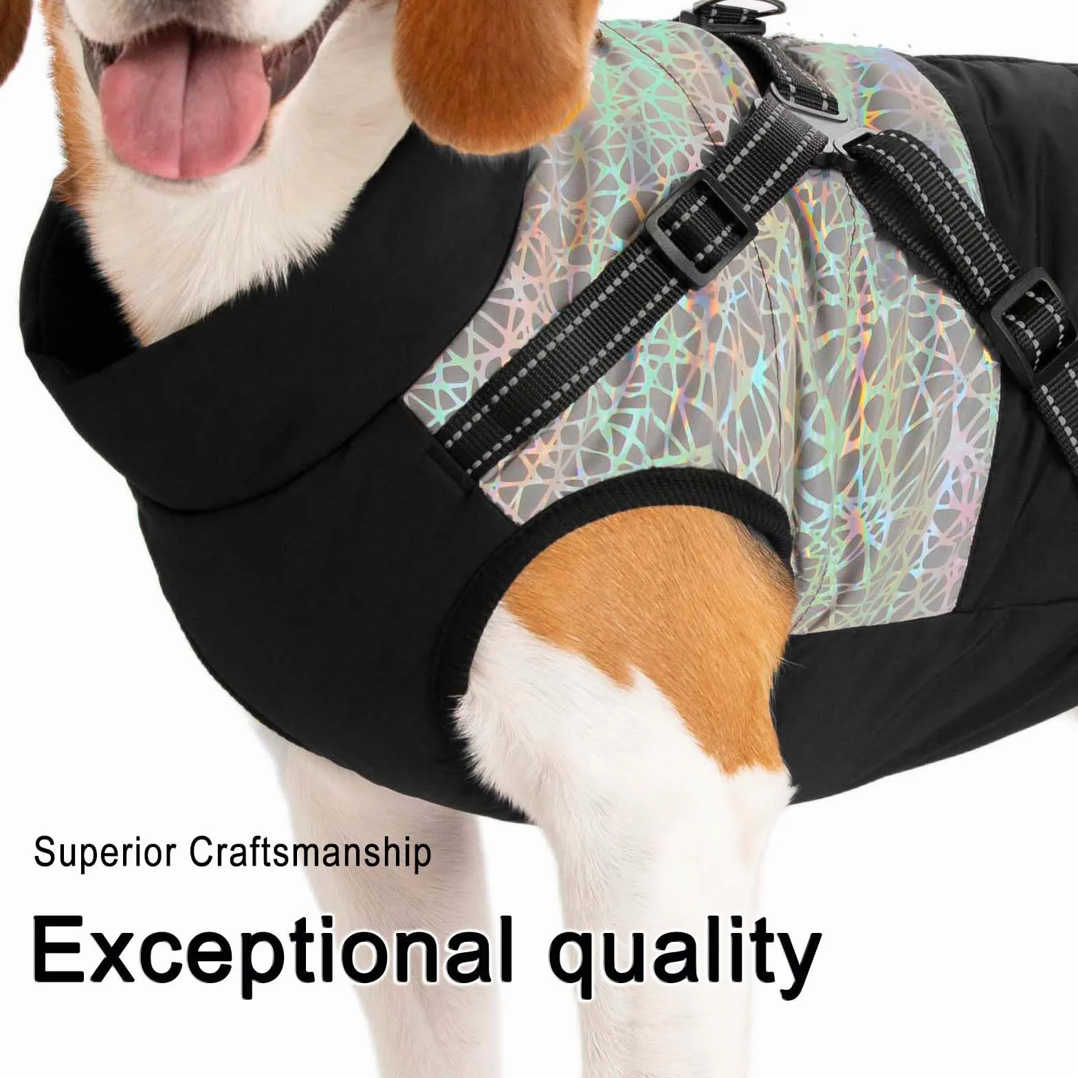 Manteau Chien Hiver Imperméable avec Harnais, Lavable en Machine Bandes Réfléchissantes