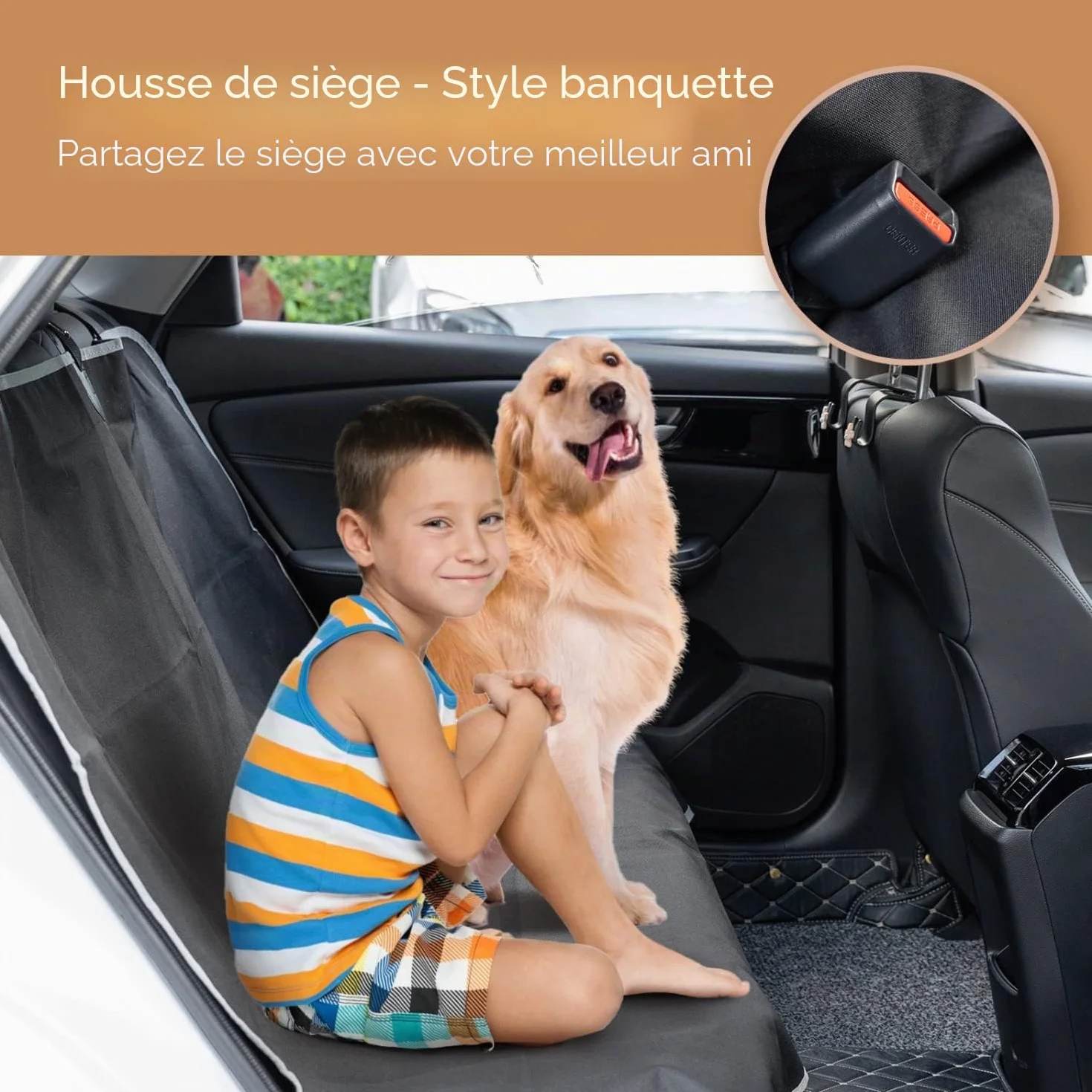 Nobleza Housses de sièges pour Chiens pour véhicules, Housses de siège de Voiture arrière en Tissu Oxford imperméable résistant aux rayures antidérapantes