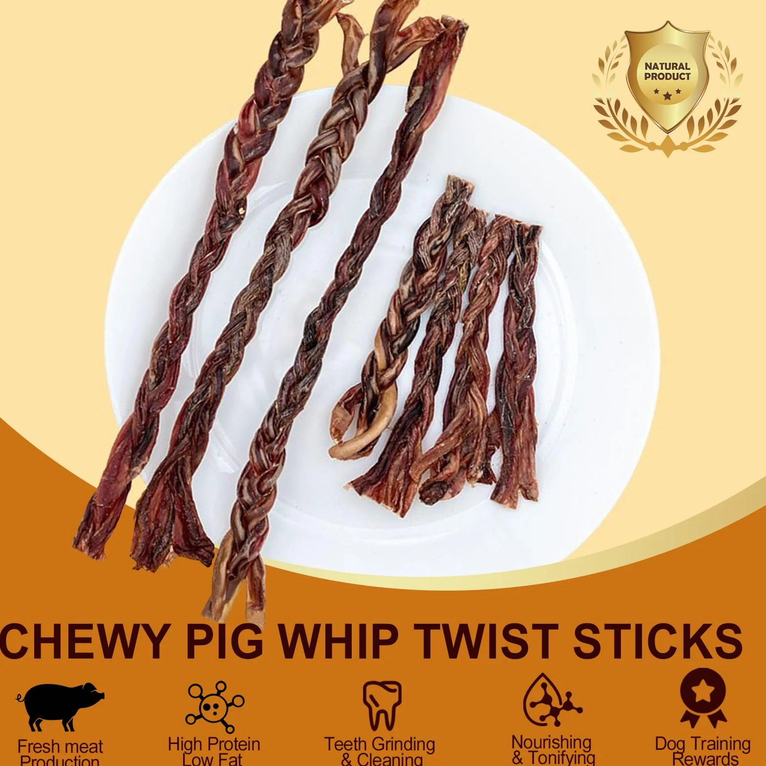 Pork Whip Dog Treats 28cm 60g for Heavy Chewing Dogs