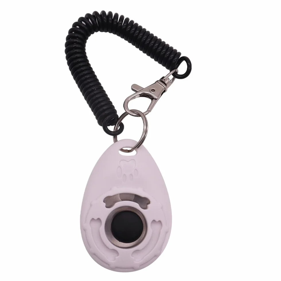 1 Pièce Clickers pour Chien, Clicker Chien Dressage,Clicker Training, Clicker de Chien avec Grand Bouton pour Pet Training Professional, pour Chiens, Chats, Oiseaux, Chevaux (Blanc)